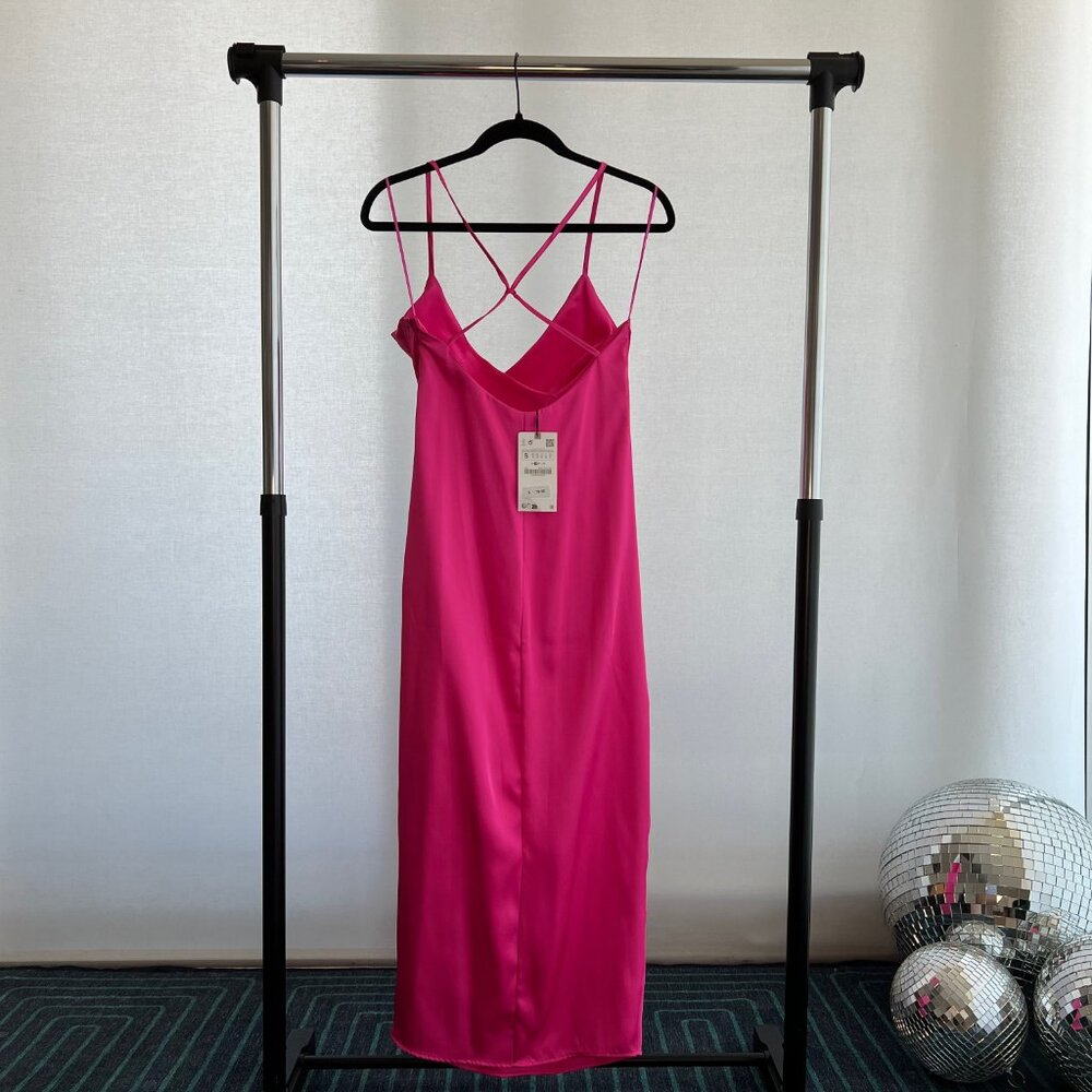 ZARA open-back satin slip dress - Picture 3 of 4